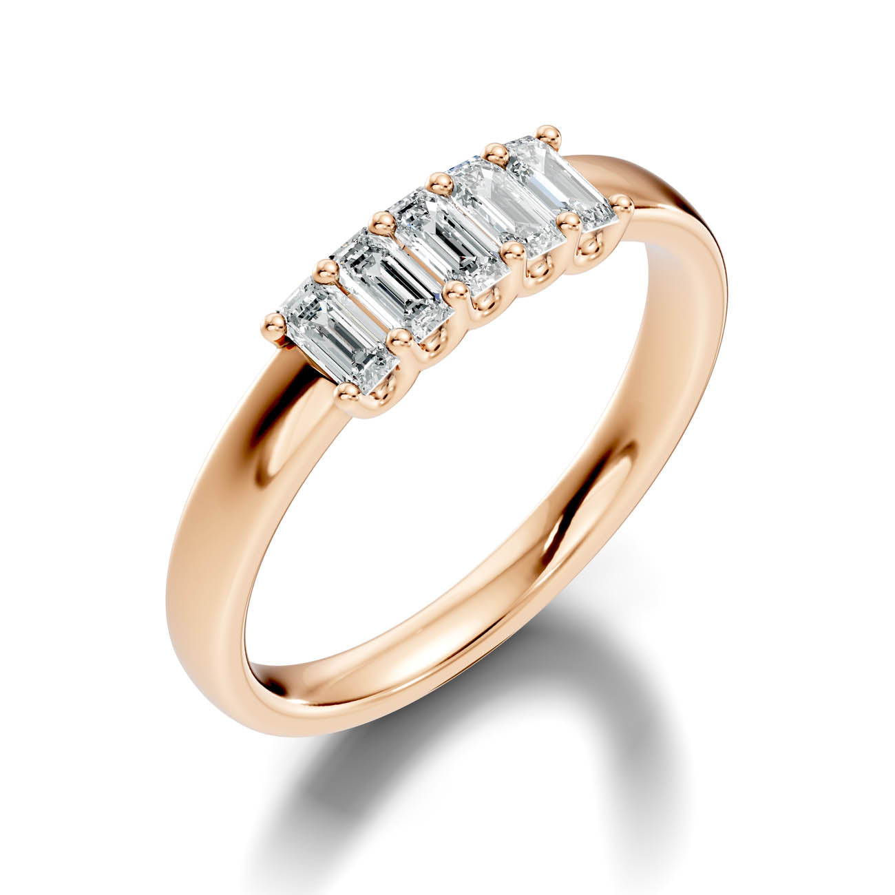.50 Ct. Emerald Cut Diamond Five-Stone Ring (18-c) 9