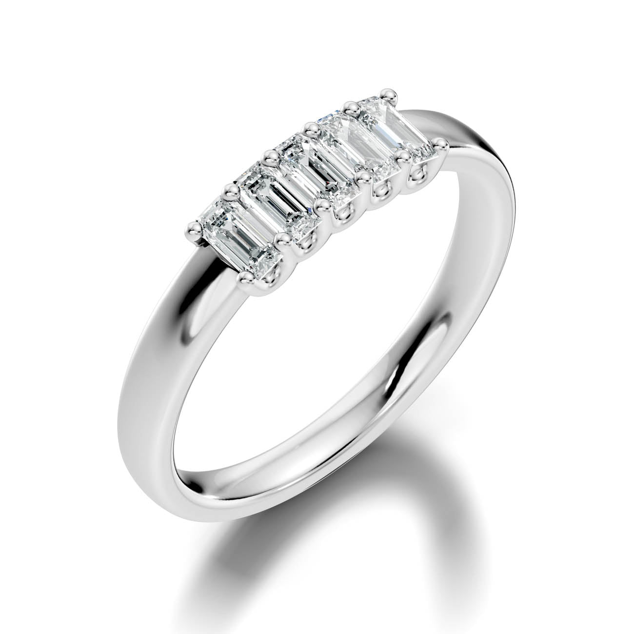 .50 Ct. Emerald Cut Diamond Five-Stone Ring (18-c) 13