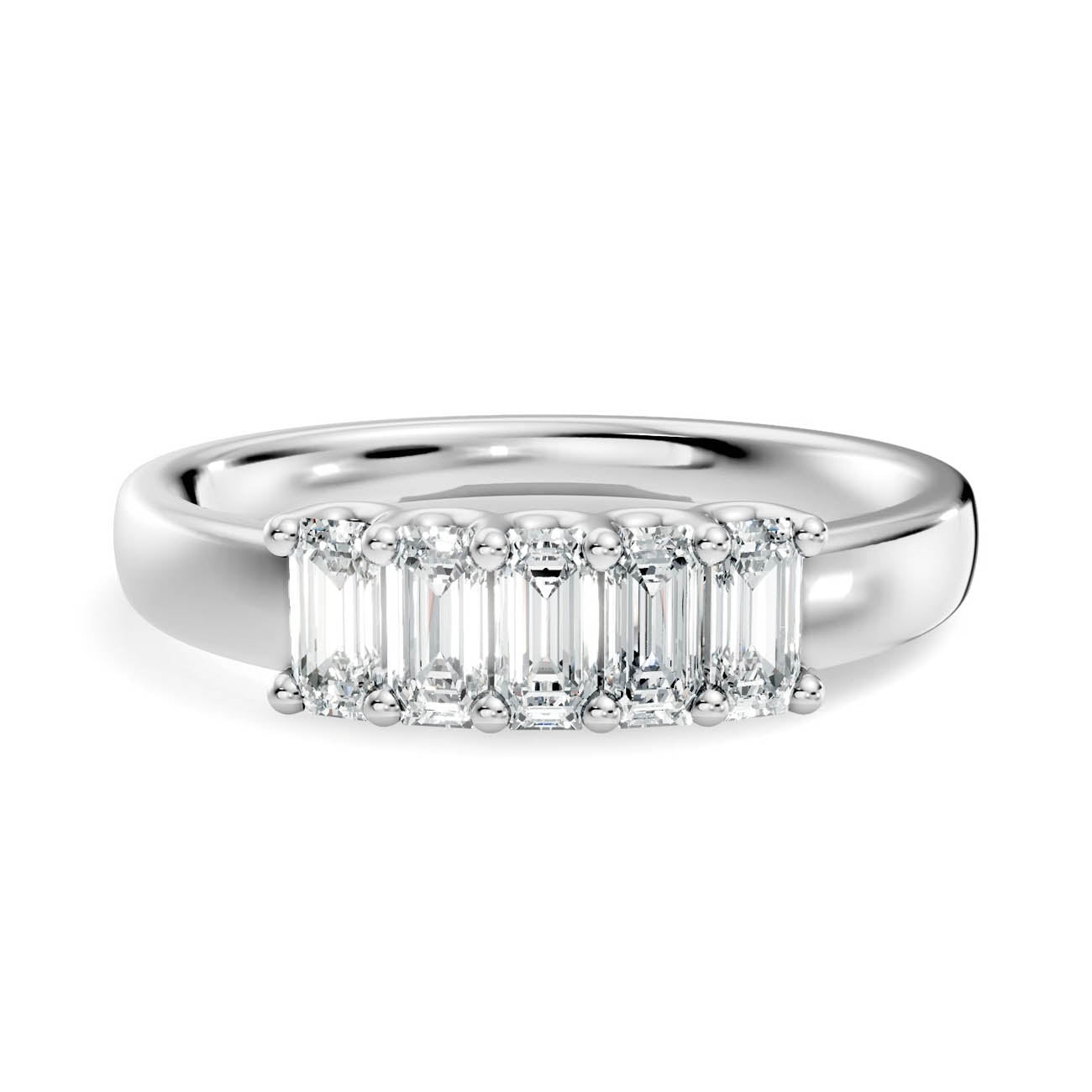 .50 Ct. Emerald Cut Diamond Five-Stone Ring (18-c) 10