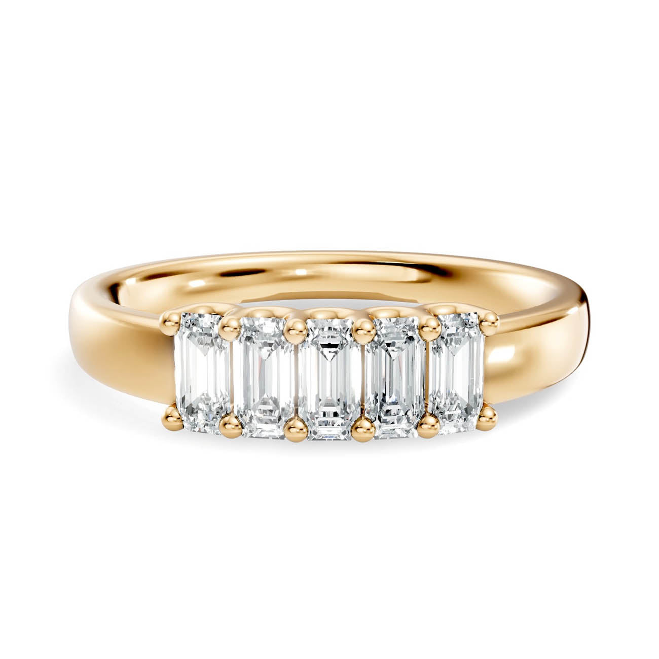 .50 Ct. Emerald Cut Diamond Five-Stone Ring (18-c) 3