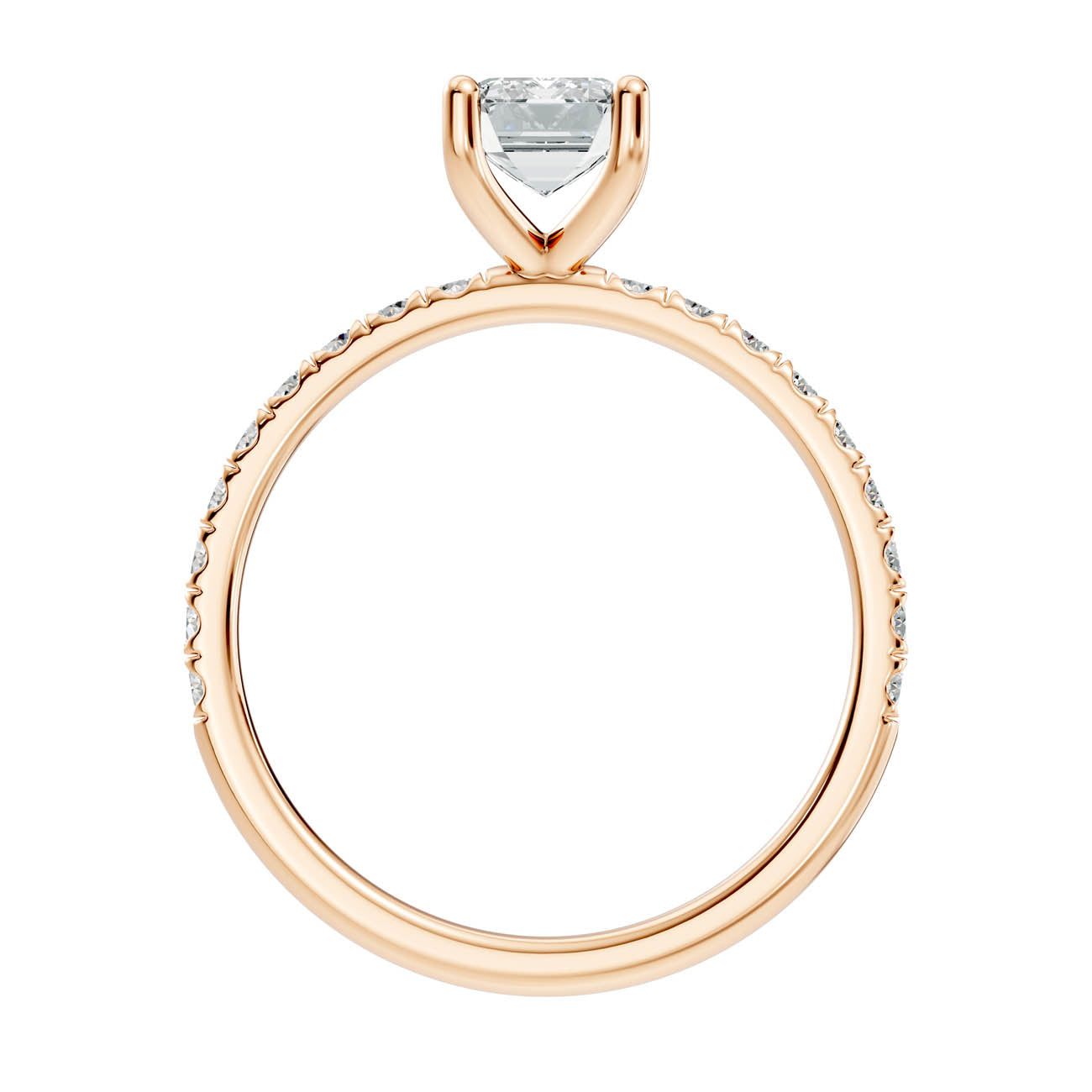 .50-1.50 Ct. Emerald-Cut Diamond Engagement Ring with Pavé Band and Four-Prong Setting (ja11-b) 5