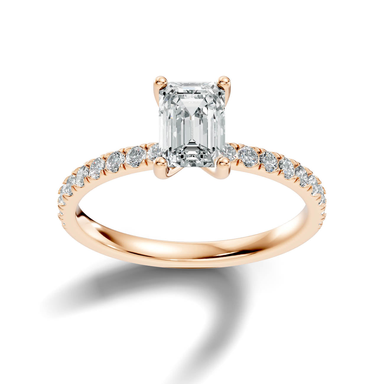 .50-1.50 Ct. Emerald-Cut Diamond Engagement Ring with Pavé Band and Four-Prong Setting (ja11-b) 7