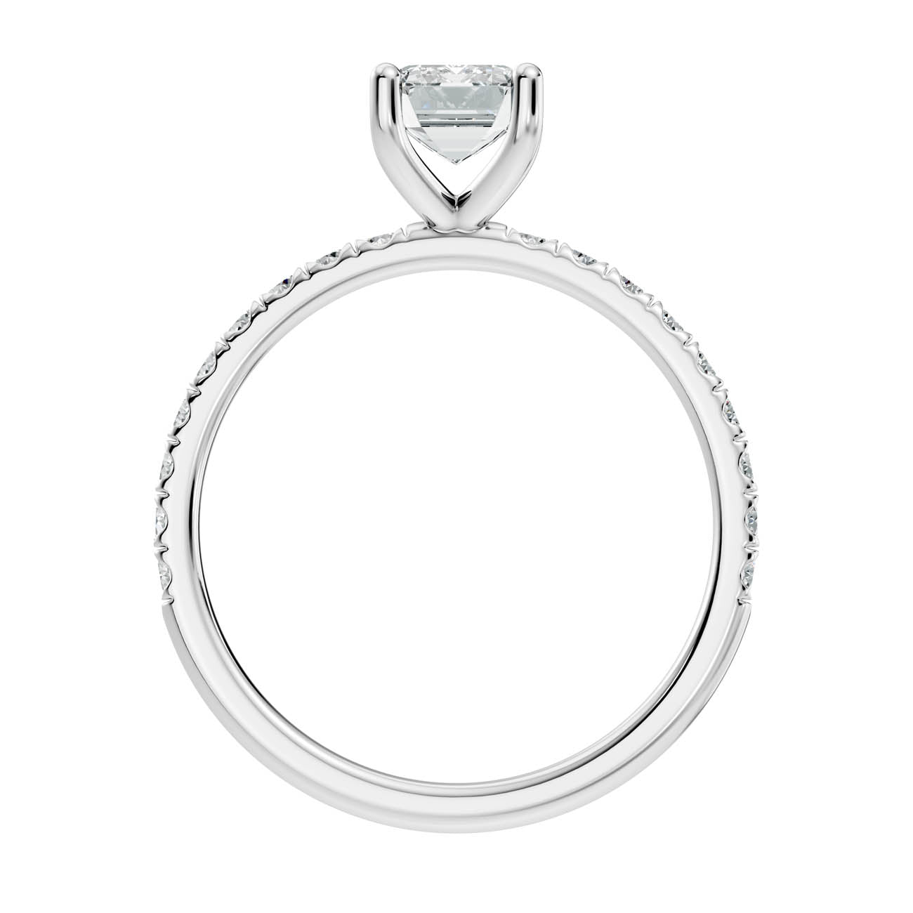 .50-1.50 Ct. Emerald-Cut Diamond Engagement Ring with Pavé Band and Four-Prong Setting (ja11-b) 11