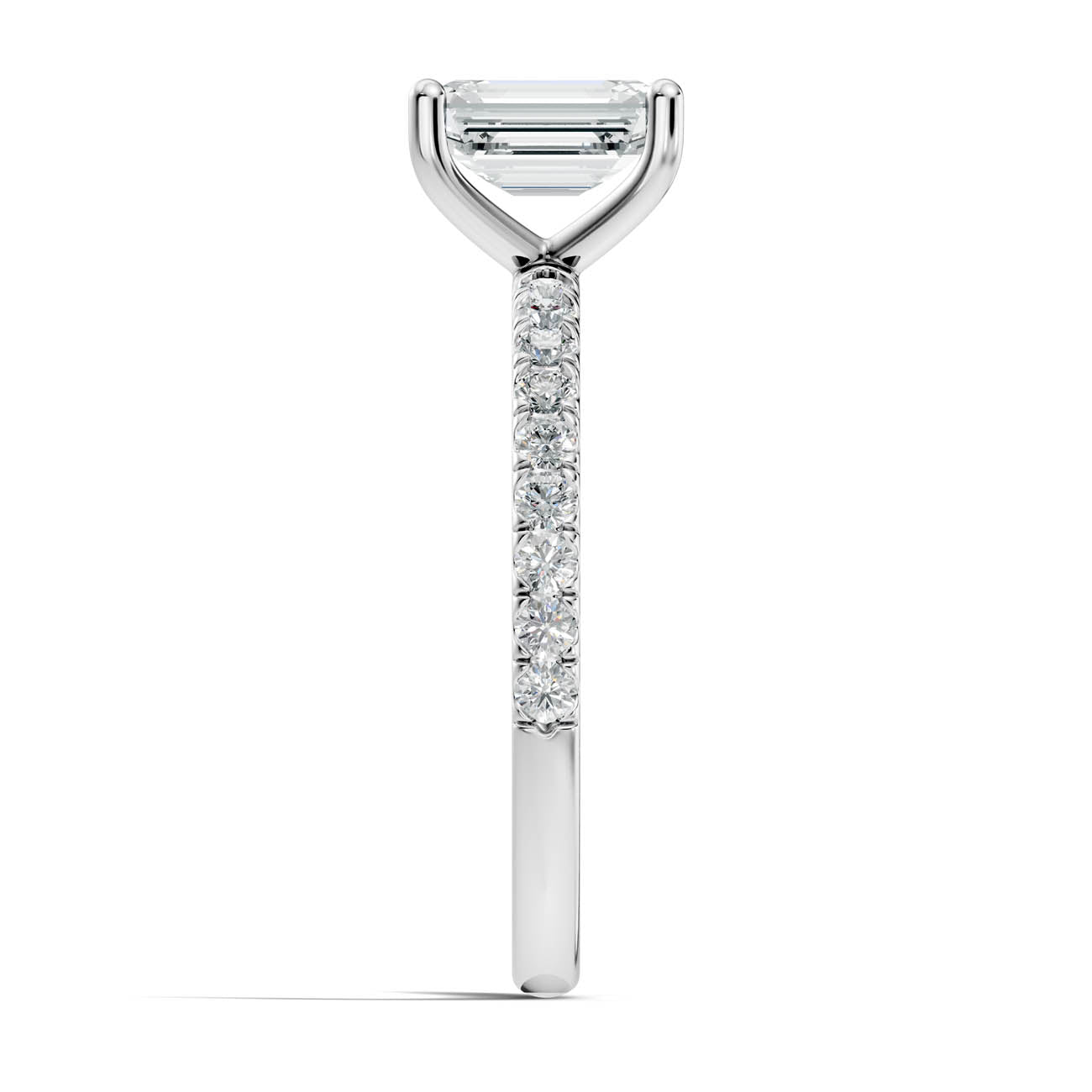 .50-1.50 Ct. Emerald-Cut Diamond Engagement Ring with Pavé Band and Four-Prong Setting (ja11-b) 12