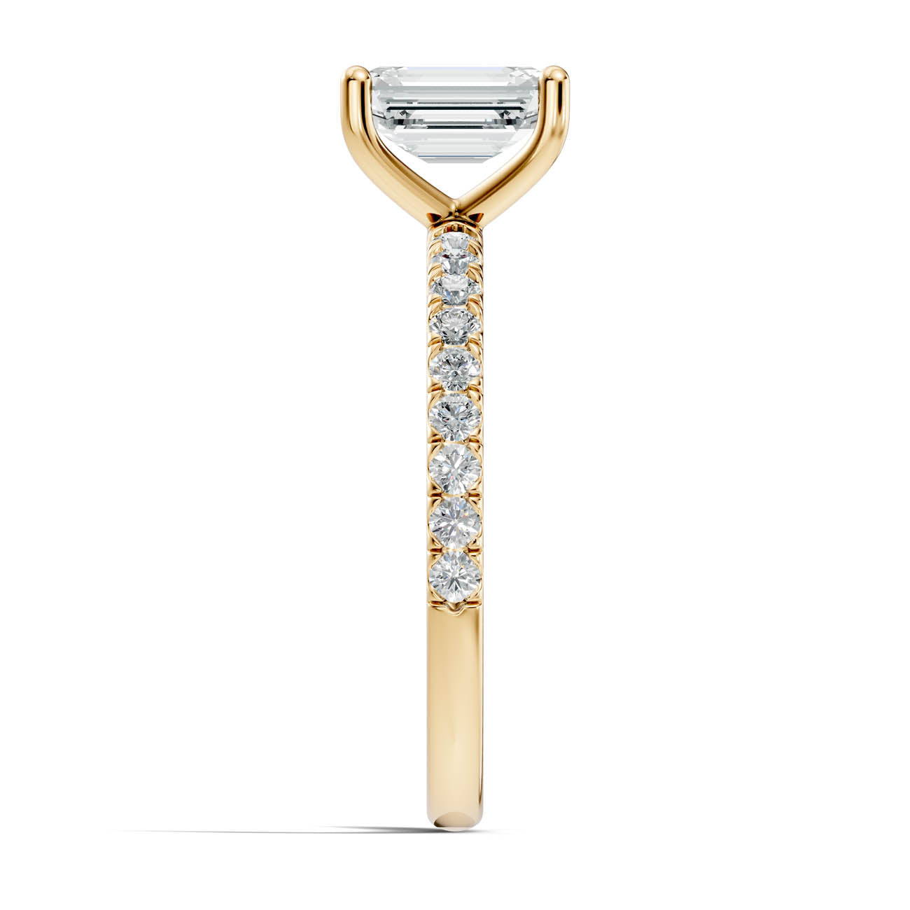 .50-1.50 Ct. Emerald-Cut Diamond Engagement Ring with Pavé Band and Four-Prong Setting (ja11-b) 15