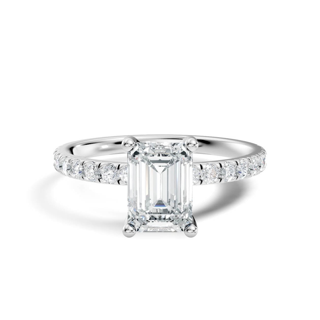 .50-1.50 Ct. Emerald-Cut Diamond Engagement Ring with Pavé Band and Four-Prong Setting (ja11-b) 10