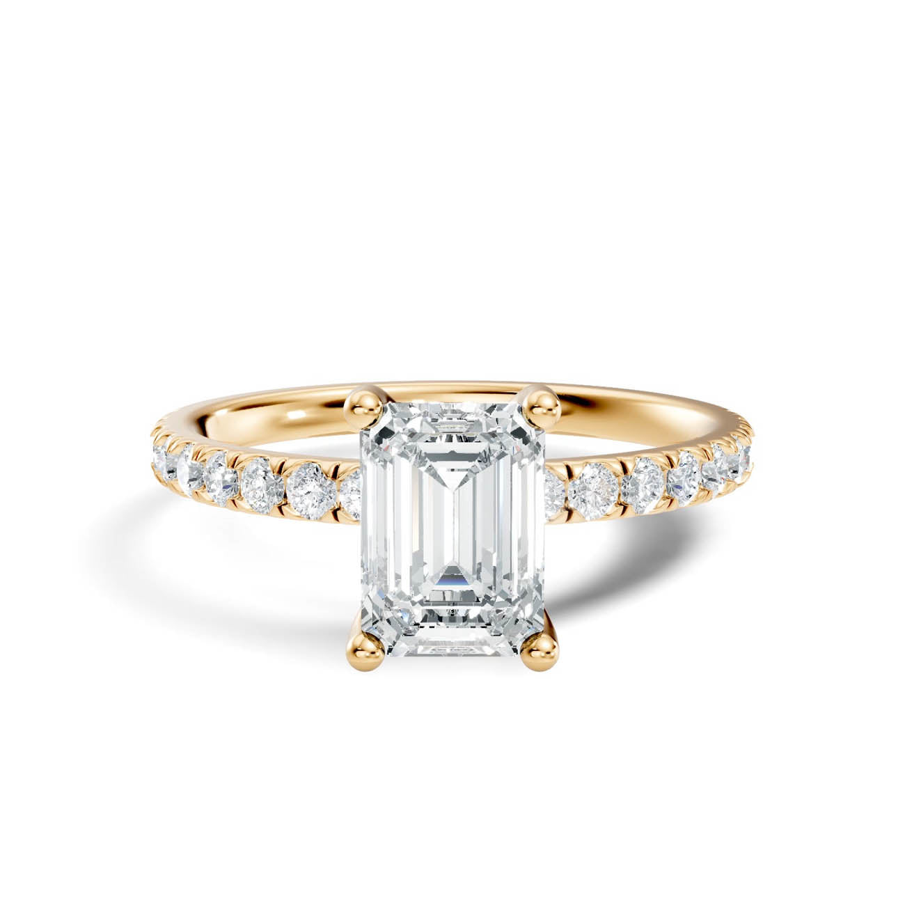.50-1.50 Ct. Emerald-Cut Diamond Engagement Ring with Pavé Band and Four-Prong Setting (ja11-b) 3