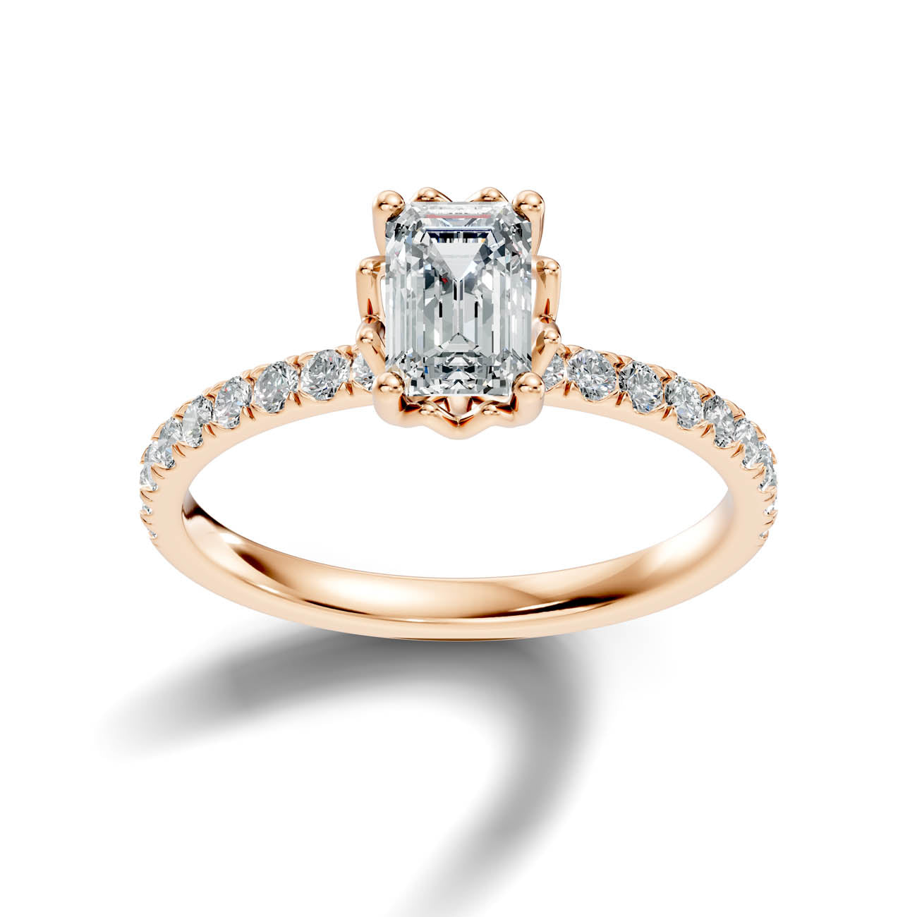 .50-1.50 Ct. Classic Emerald-Cut Diamond Ring with Pavé Band and Four-Prong Setting (ja13-c) 7