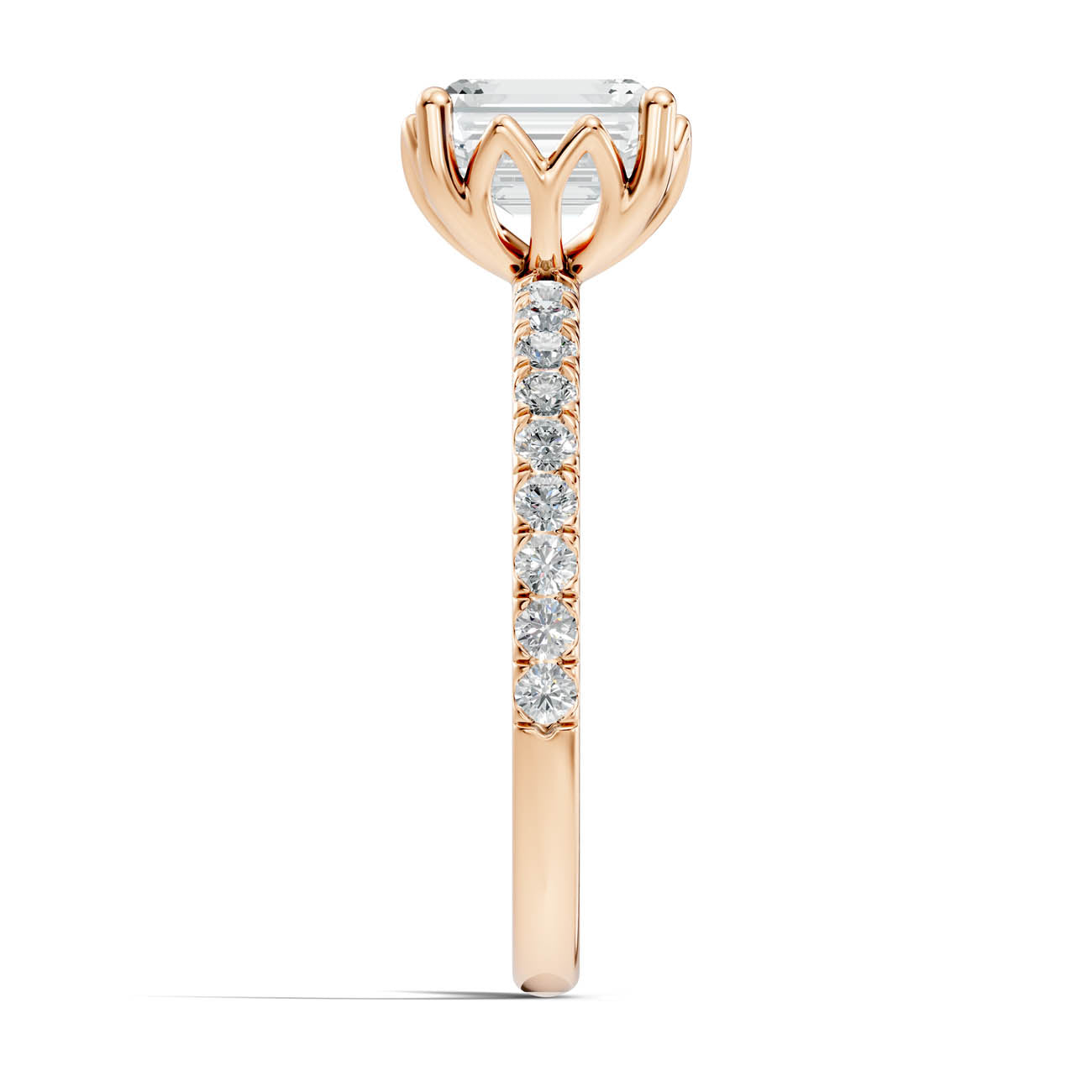 .50-1.50 Ct. Classic Emerald-Cut Diamond Ring with Pavé Band and Four-Prong Setting (ja13-c) 8