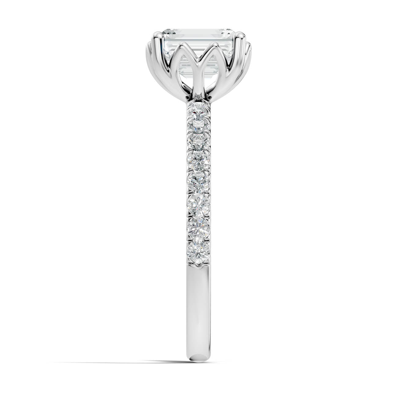.50-1.50 Ct. Classic Emerald-Cut Diamond Ring with Pavé Band and Four-Prong Setting (ja13-c) 12