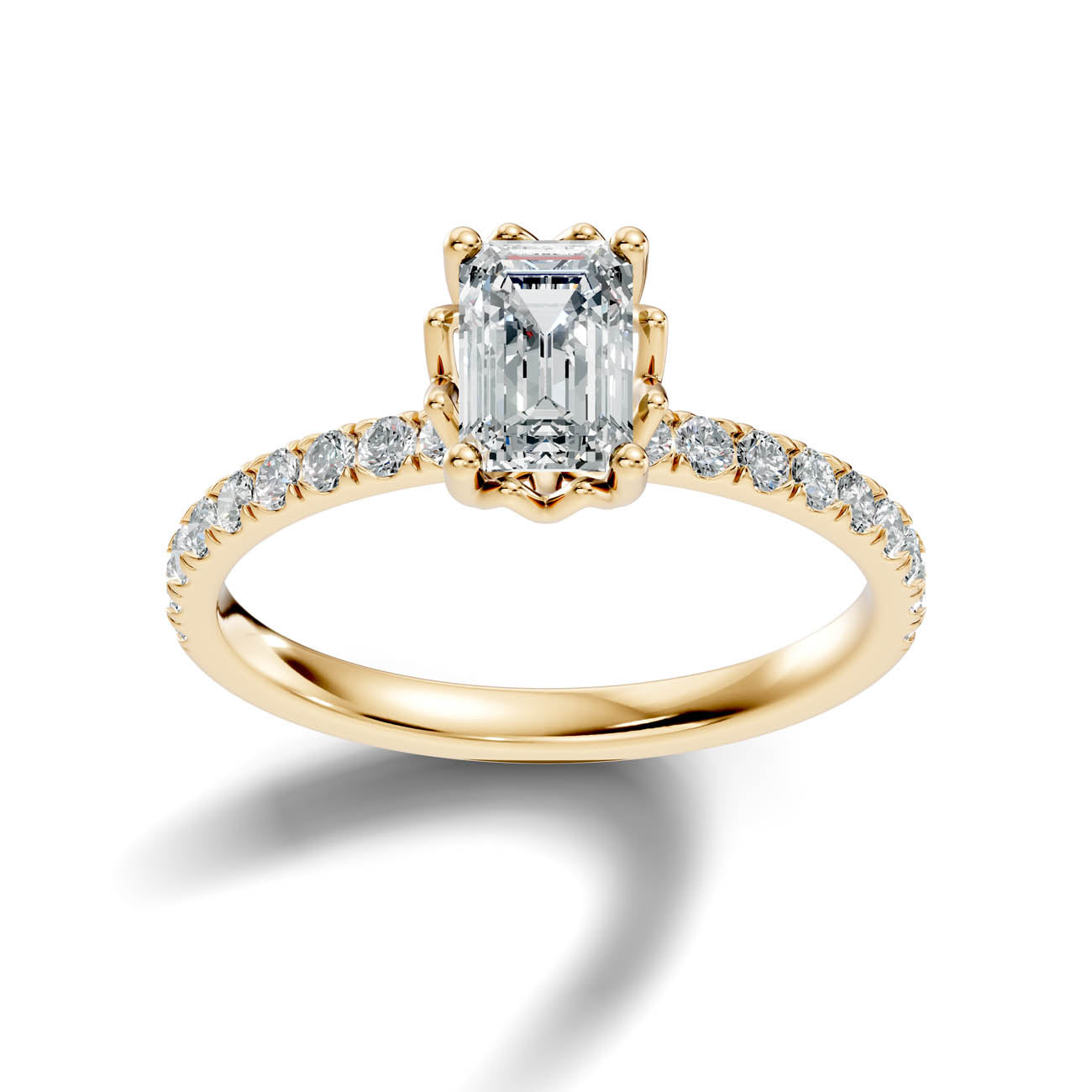 .50-1.50 Ct. Classic Emerald-Cut Diamond Ring with Pavé Band and Four-Prong Setting (ja13-c) 5