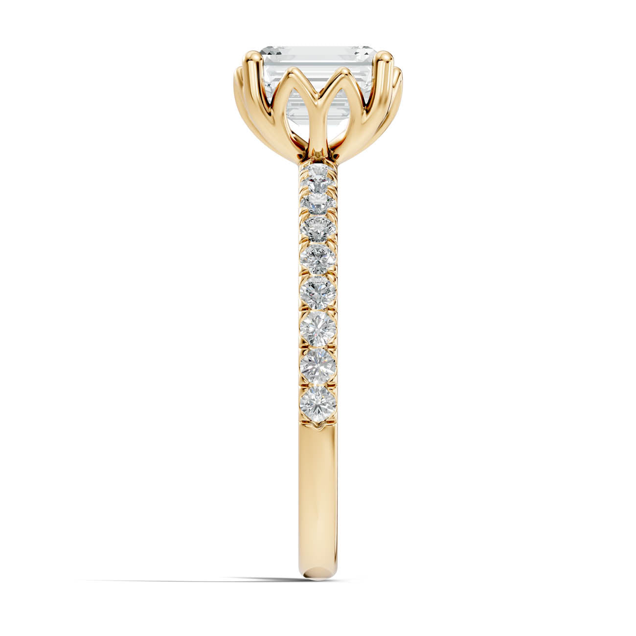 .50-1.50 Ct. Classic Emerald-Cut Diamond Ring with Pavé Band and Four-Prong Setting (ja13-c) 15