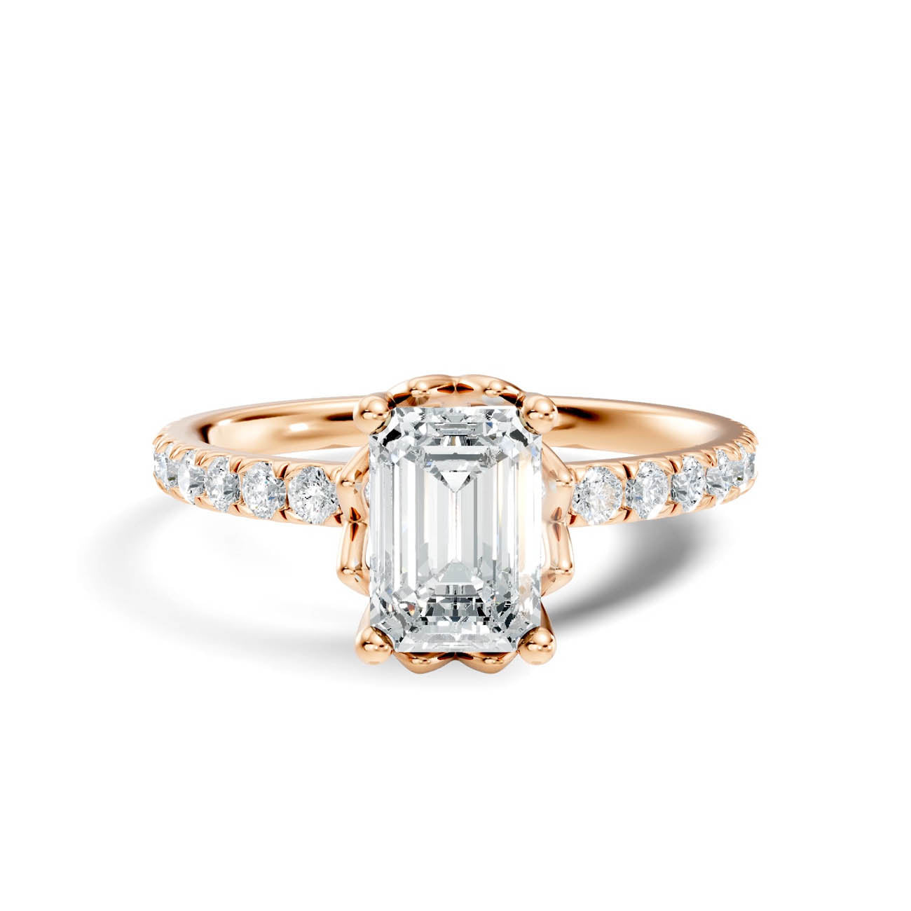 .50-1.50 Ct. Classic Emerald-Cut Diamond Ring with Pavé Band and Four-Prong Setting (ja13-c) 6