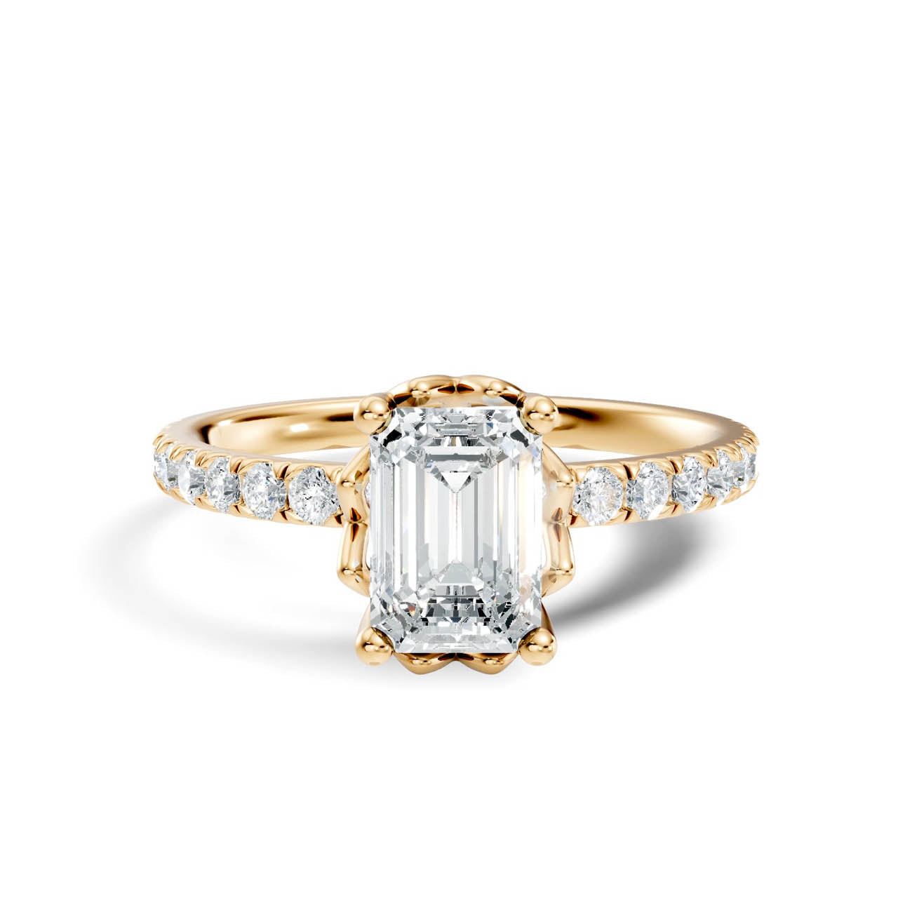.50-1.50 Ct. Classic Emerald-Cut Diamond Ring with Pavé Band and Four-Prong Setting (ja13-c) 3