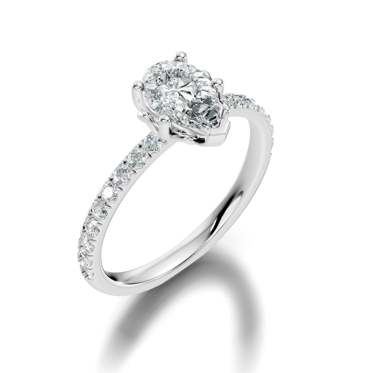 .50-1.50 Ct. Classic Pear Diamond Ring with Pavé Shank (ja13-f) 13