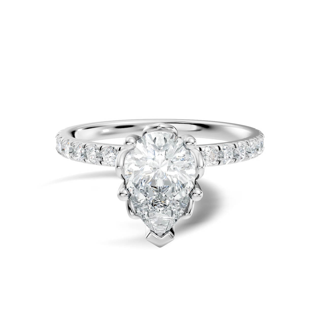 .50-1.50 Ct. Classic Pear Diamond Ring with Pavé Shank (ja13-f) 10