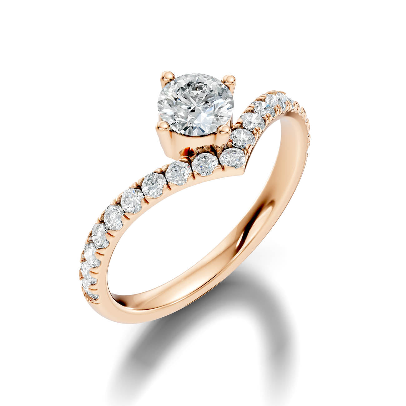.92 Ct. Round Cut Diamond Chevron Pavé Ring (20-a) 9