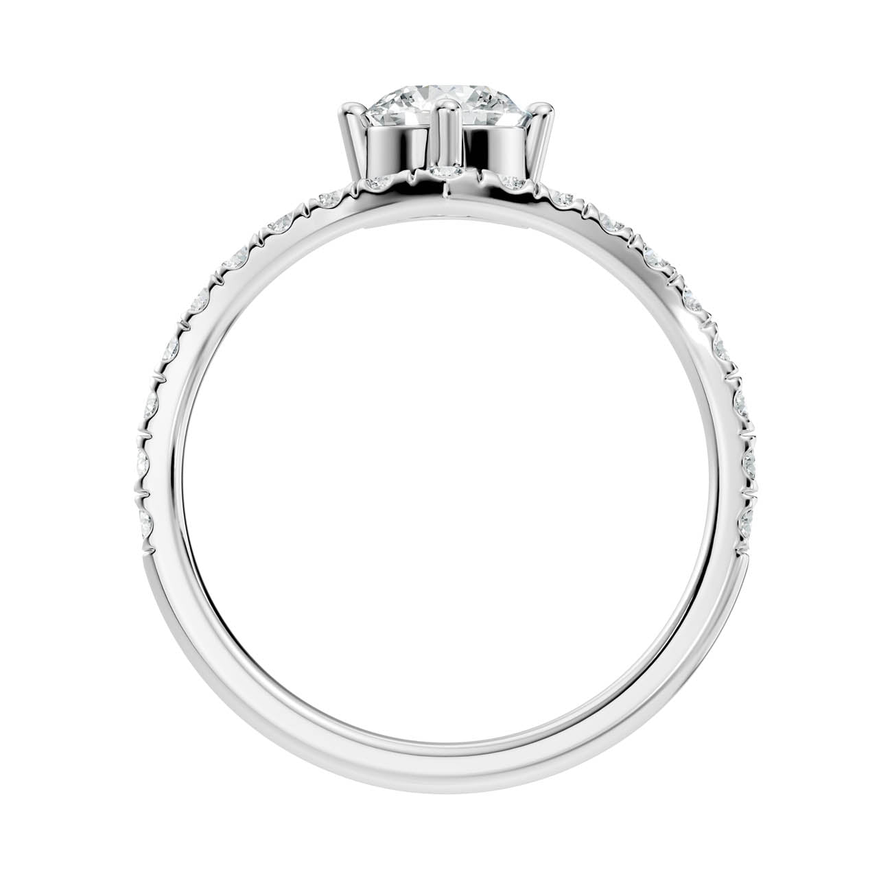 .92 Ct. Round Cut Diamond Chevron Pavé Ring (20-a) 11