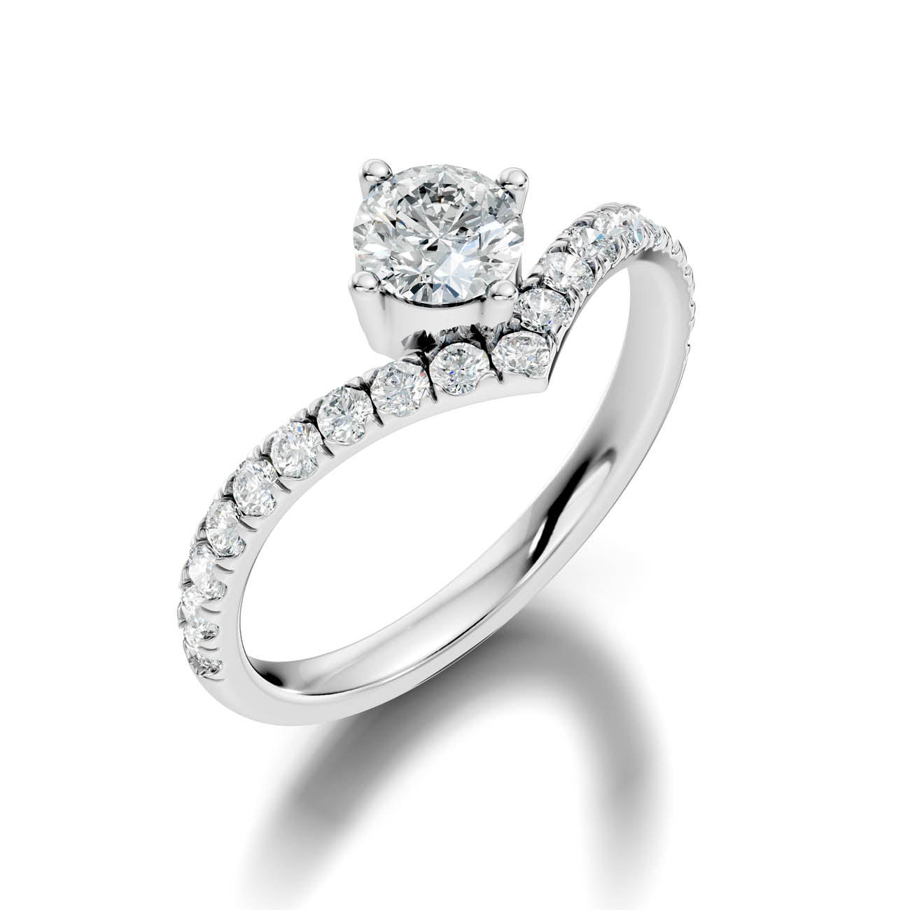 .92 Ct. Round Cut Diamond Chevron Pavé Ring (20-a) 13
