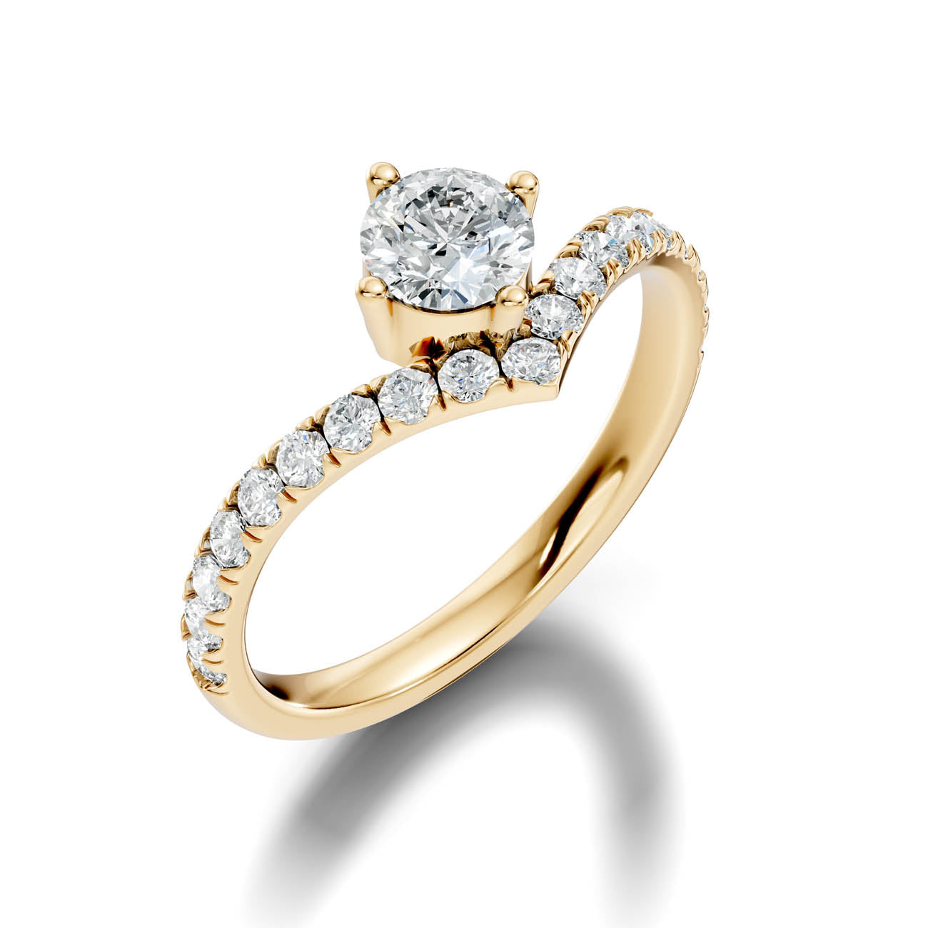 .92 Ct. Round Cut Diamond Chevron Pavé Ring (20-a)