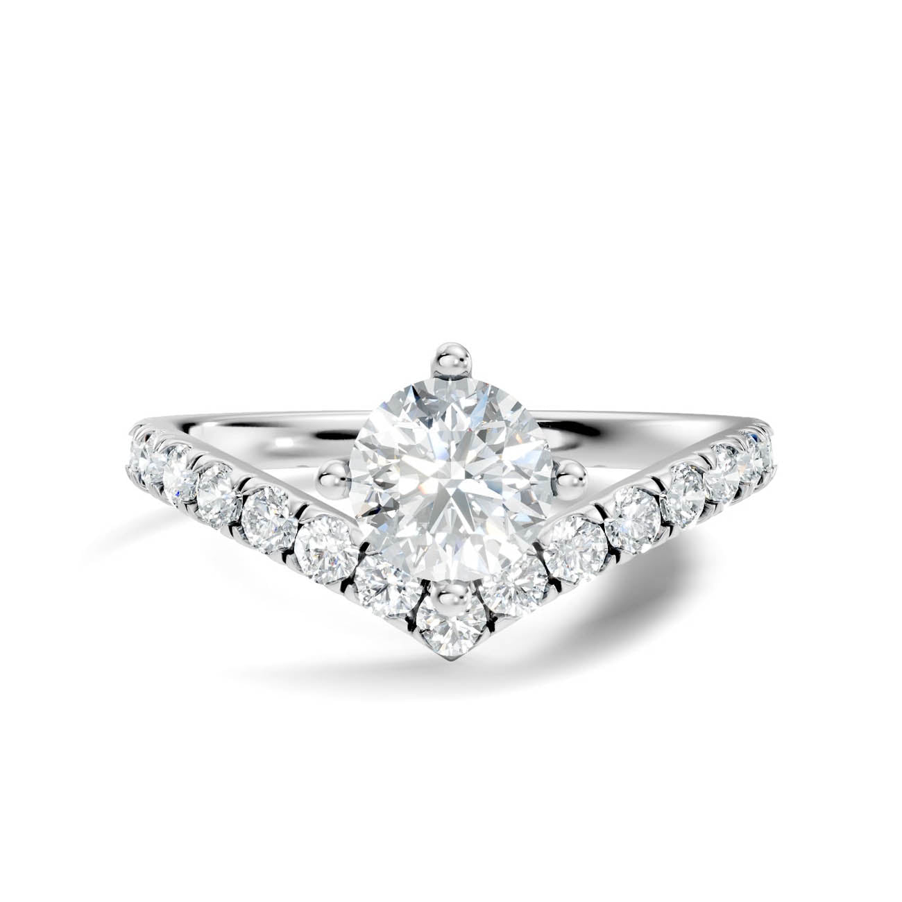 .92 Ct. Round Cut Diamond Chevron Pavé Ring (20-a) 10