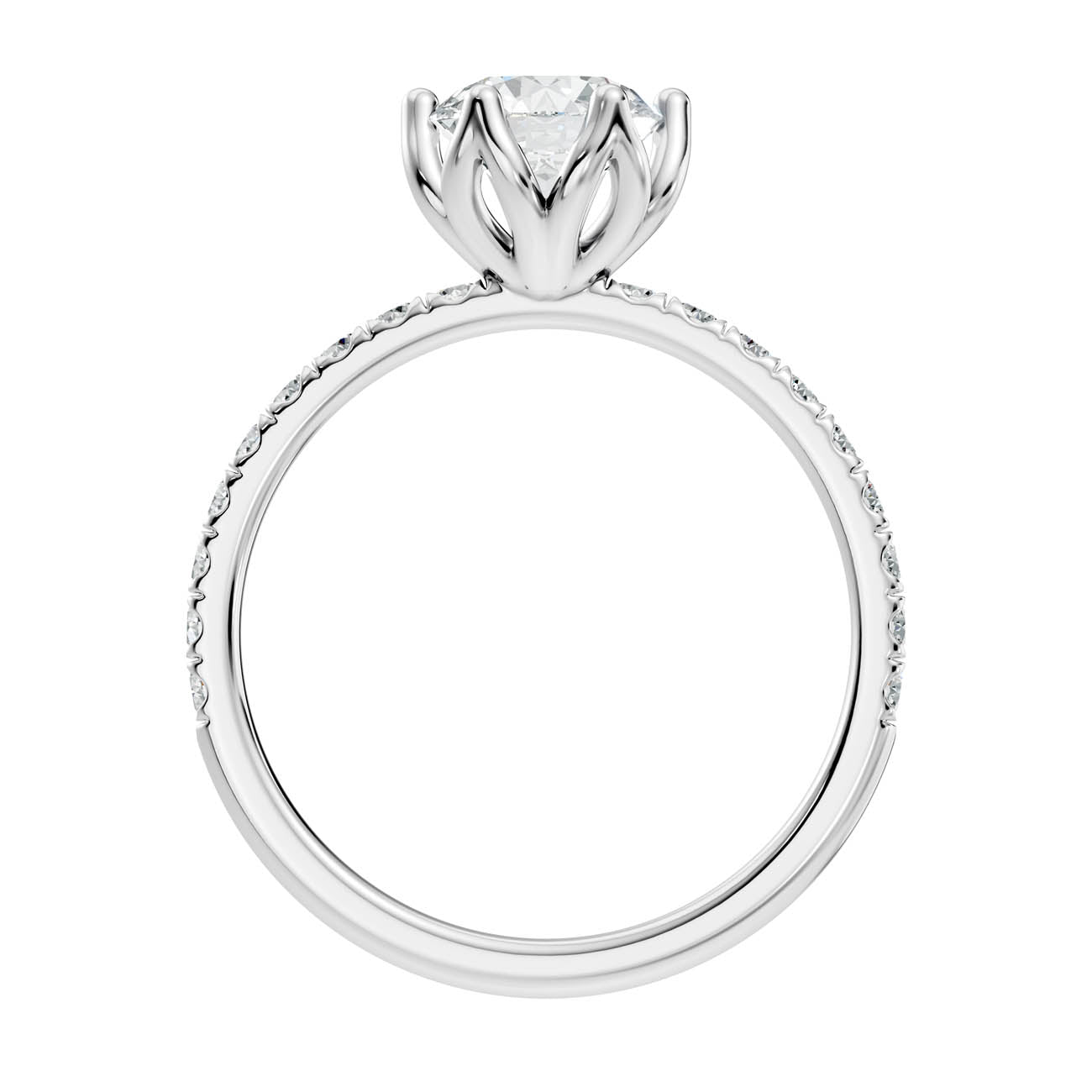 .50-1.50 Ct. Round Diamond Solitaire Ring with Pavé Band and Six-Prong Setting (ja15-a) 11