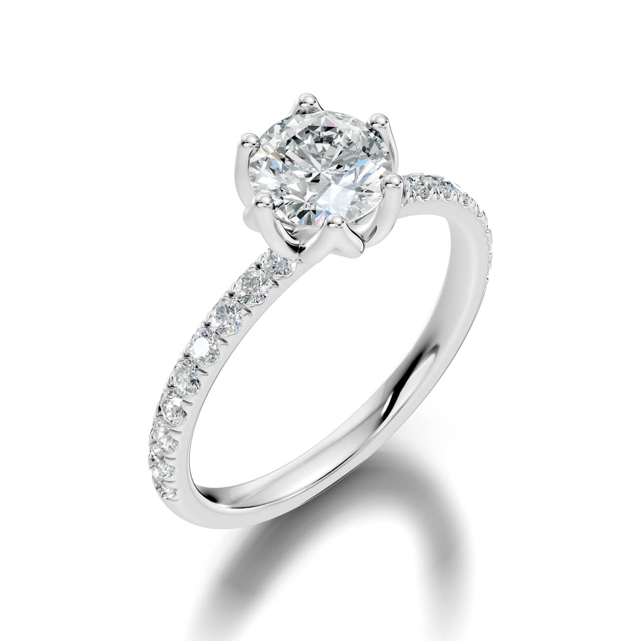 .50-1.50 Ct. Round Diamond Solitaire Ring with Pavé Band and Six-Prong Setting (ja15-a) 13