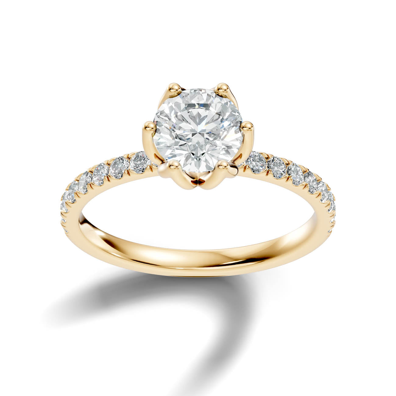 .50-1.50 Ct. Round Diamond Solitaire Ring with Pavé Band and Six-Prong Setting (ja15-a) 4