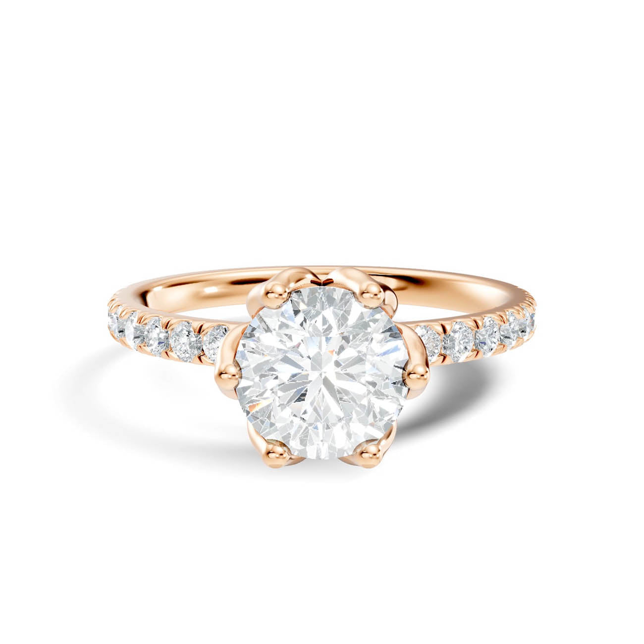 .50-1.50 Ct. Round Diamond Solitaire Ring with Pavé Band and Six-Prong Setting (ja15-a) 6