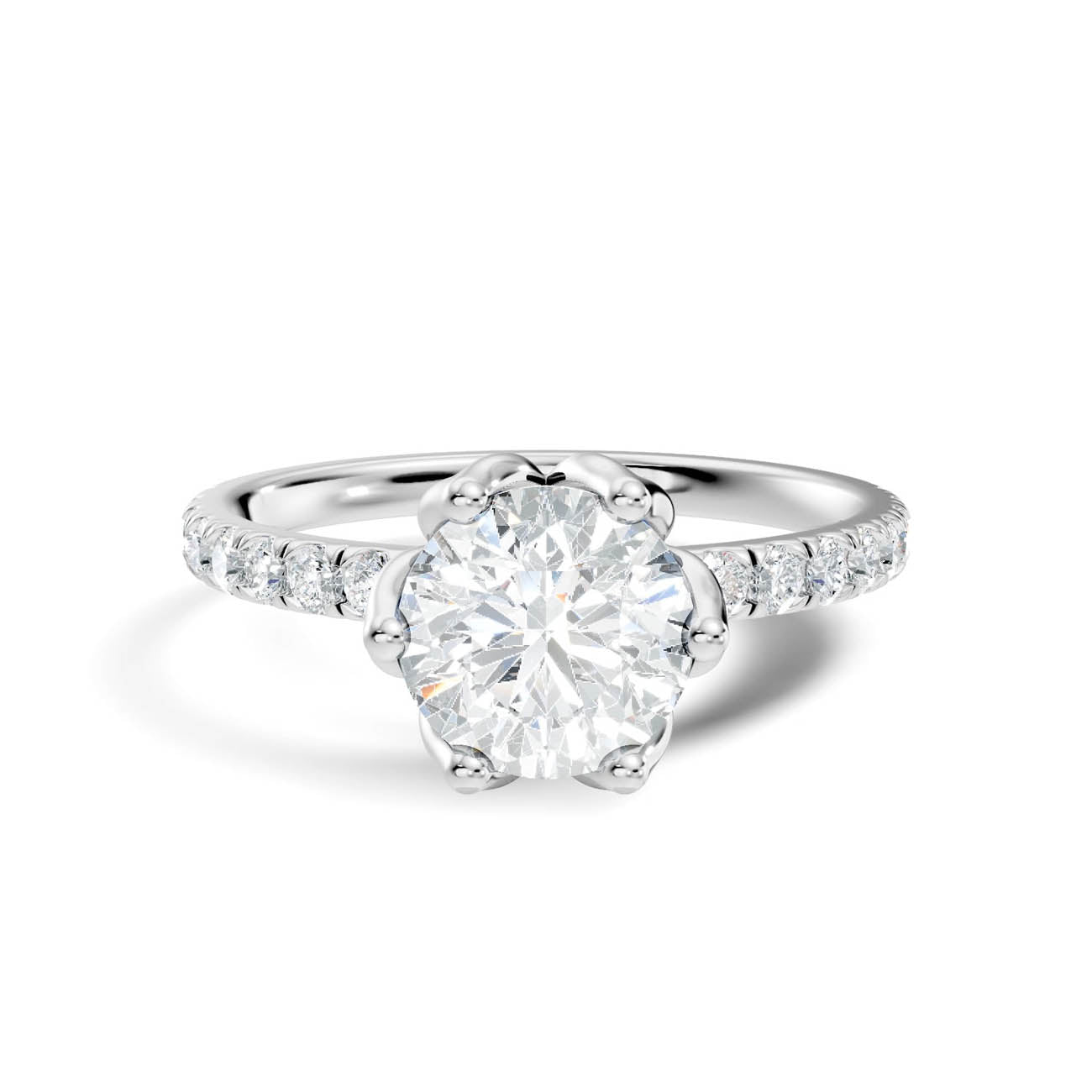 .50-1.50 Ct. Round Diamond Solitaire Ring with Pavé Band and Six-Prong Setting (ja15-a) 10