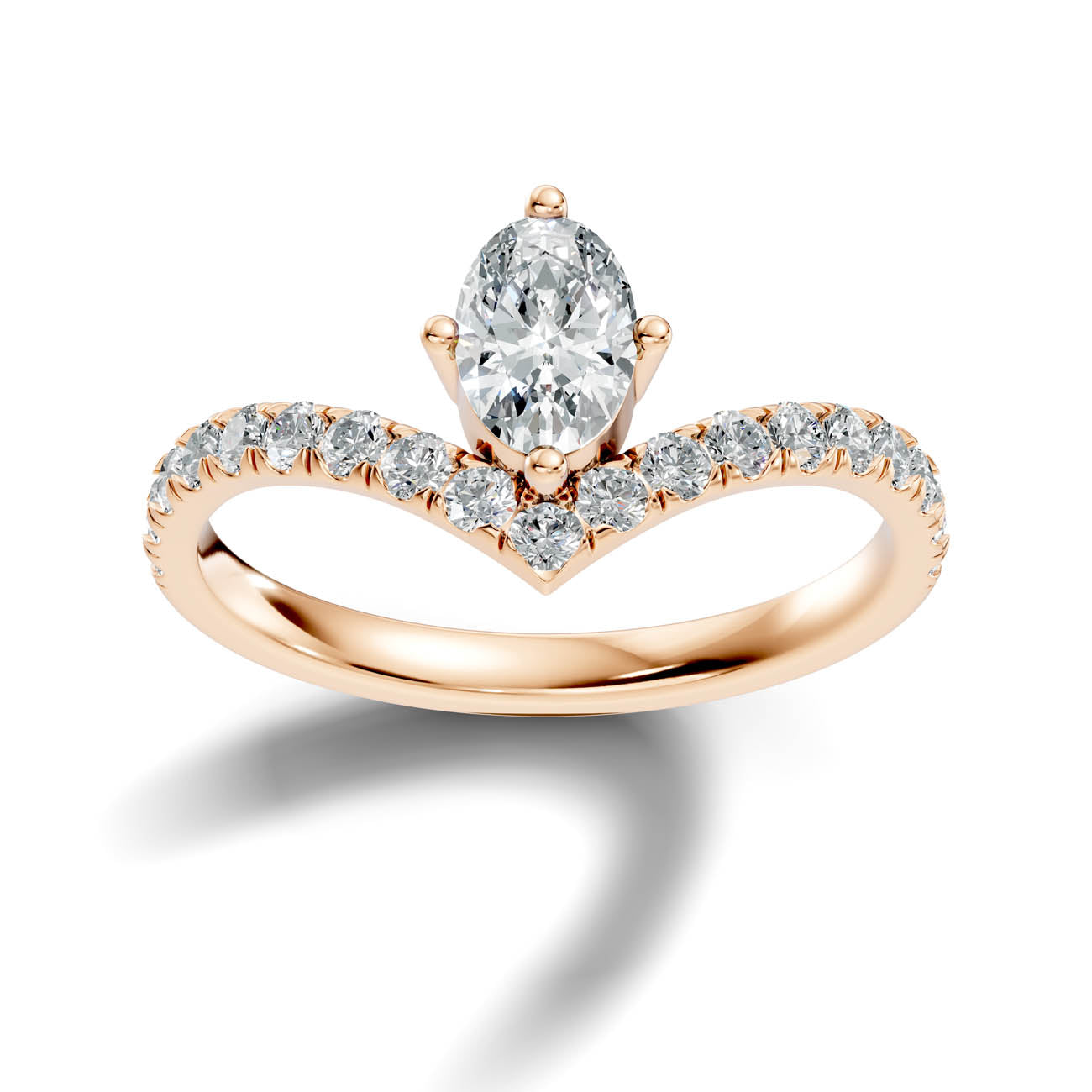.92 Ct. Oval Cut Diamond Pavé Chevron Ring (20-b) 7