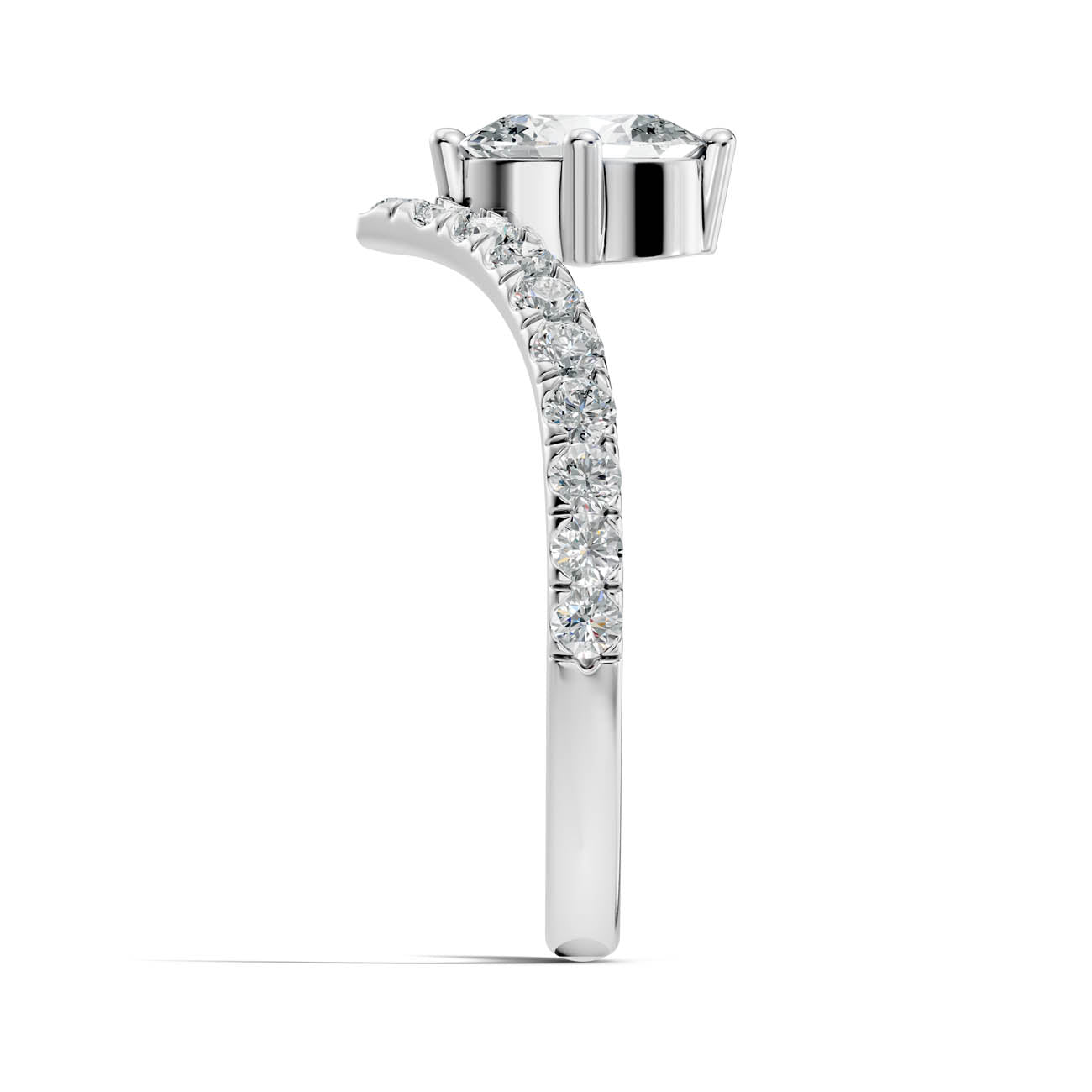 .92 Ct. Oval Cut Diamond Pavé Chevron Ring (20-b) 12