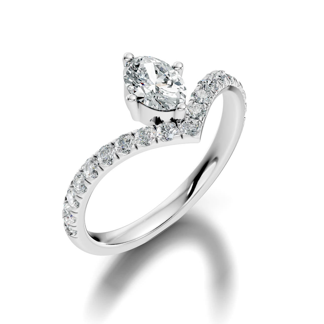 .92 Ct. Oval Cut Diamond Pavé Chevron Ring (20-b) 13