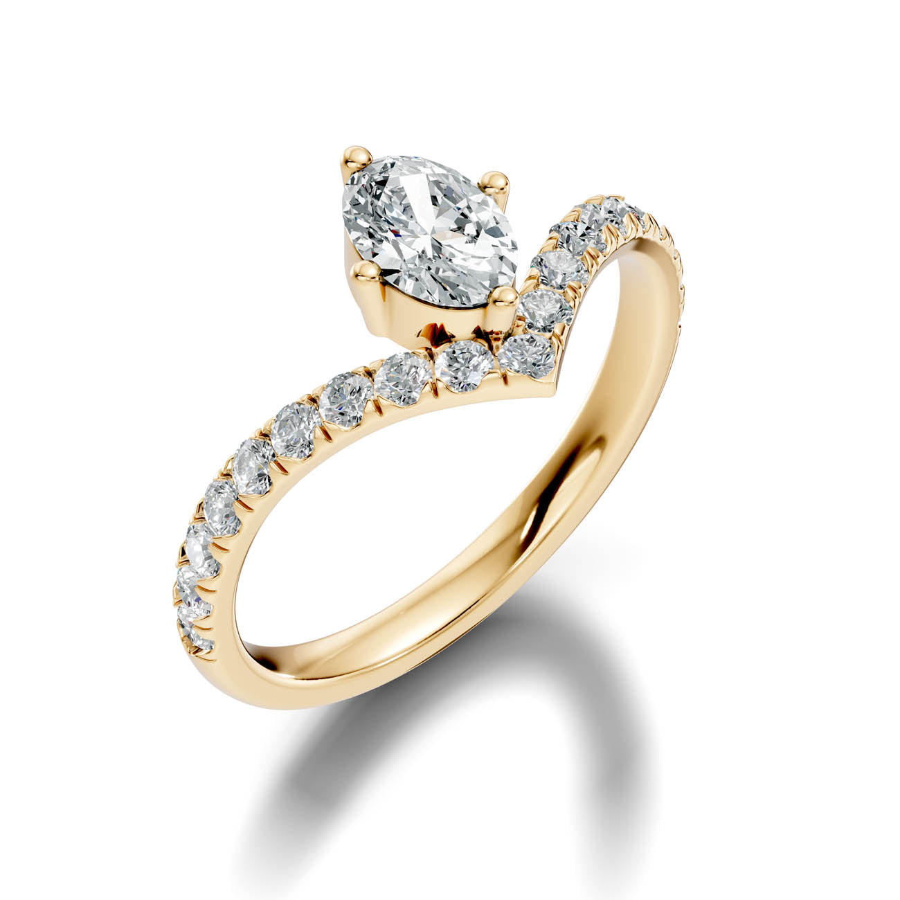 .92 Ct. Oval Cut Diamond Pavé Chevron Ring (20-b)