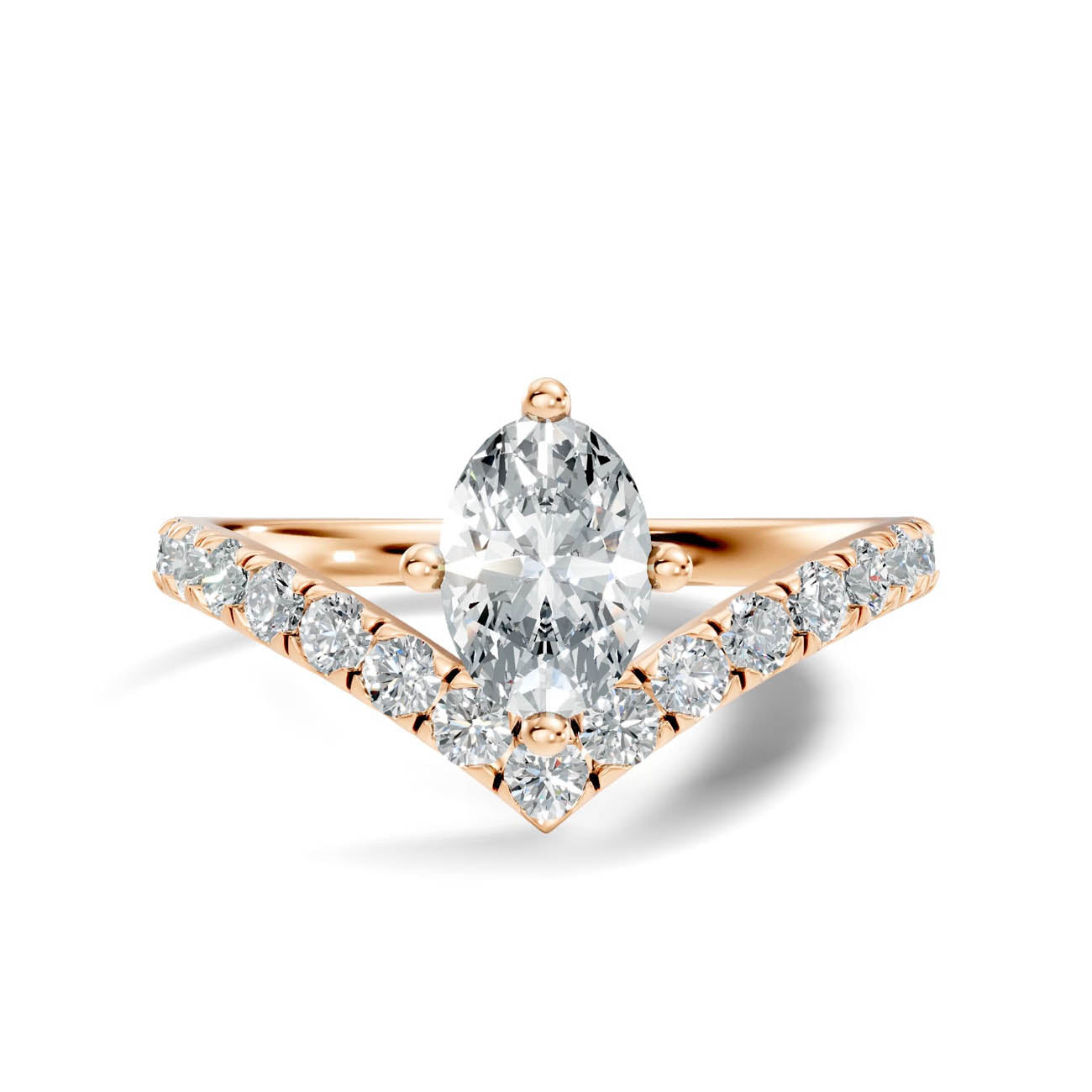.92 Ct. Oval Cut Diamond Pavé Chevron Ring (20-b) 6