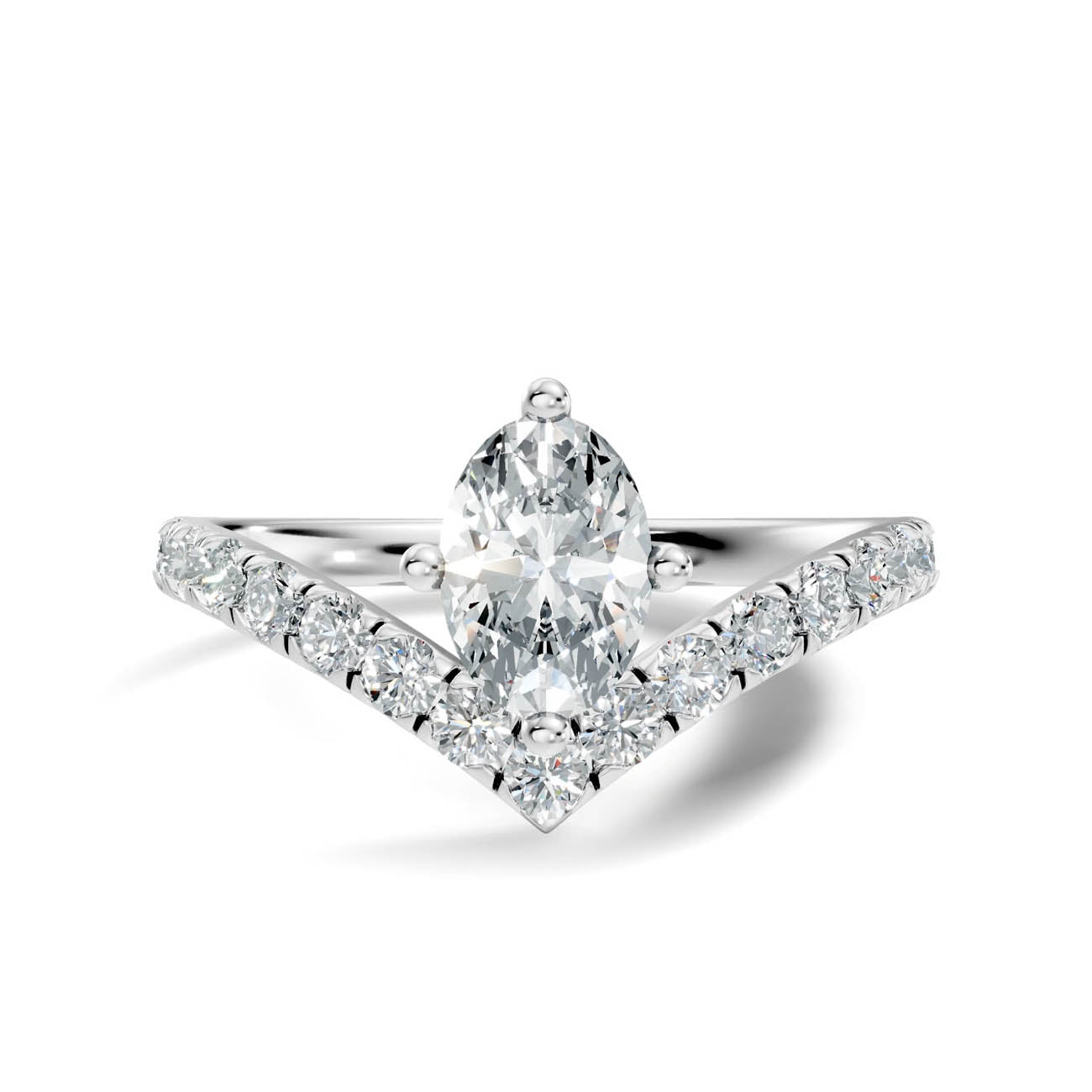 .92 Ct. Oval Cut Diamond Pavé Chevron Ring (20-b) 10