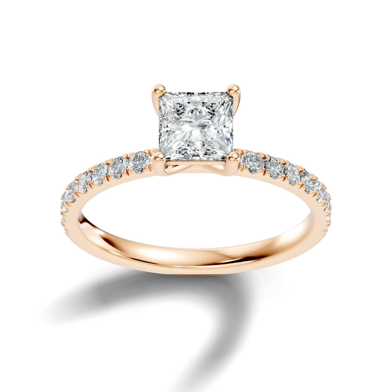 .50-1.50 Ct. Princess Cut Diamond Ring with Pavé Band (ja16-b) 5