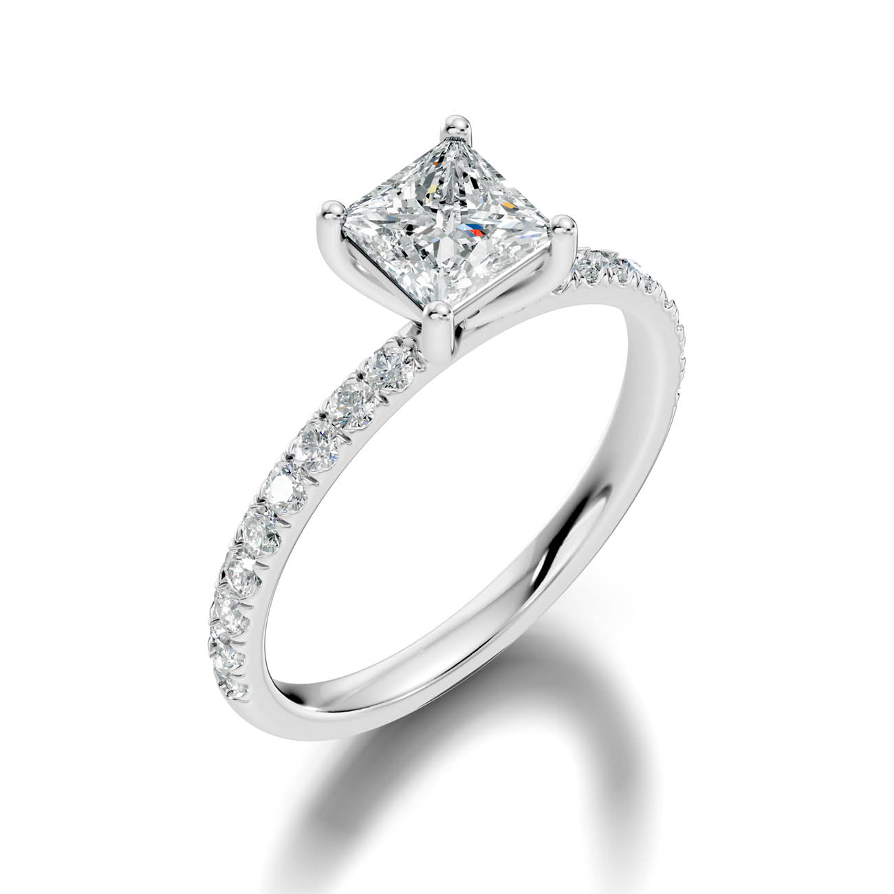 .50-1.50 Ct. Princess Cut Diamond Ring with Pavé Band (ja16-b) 11