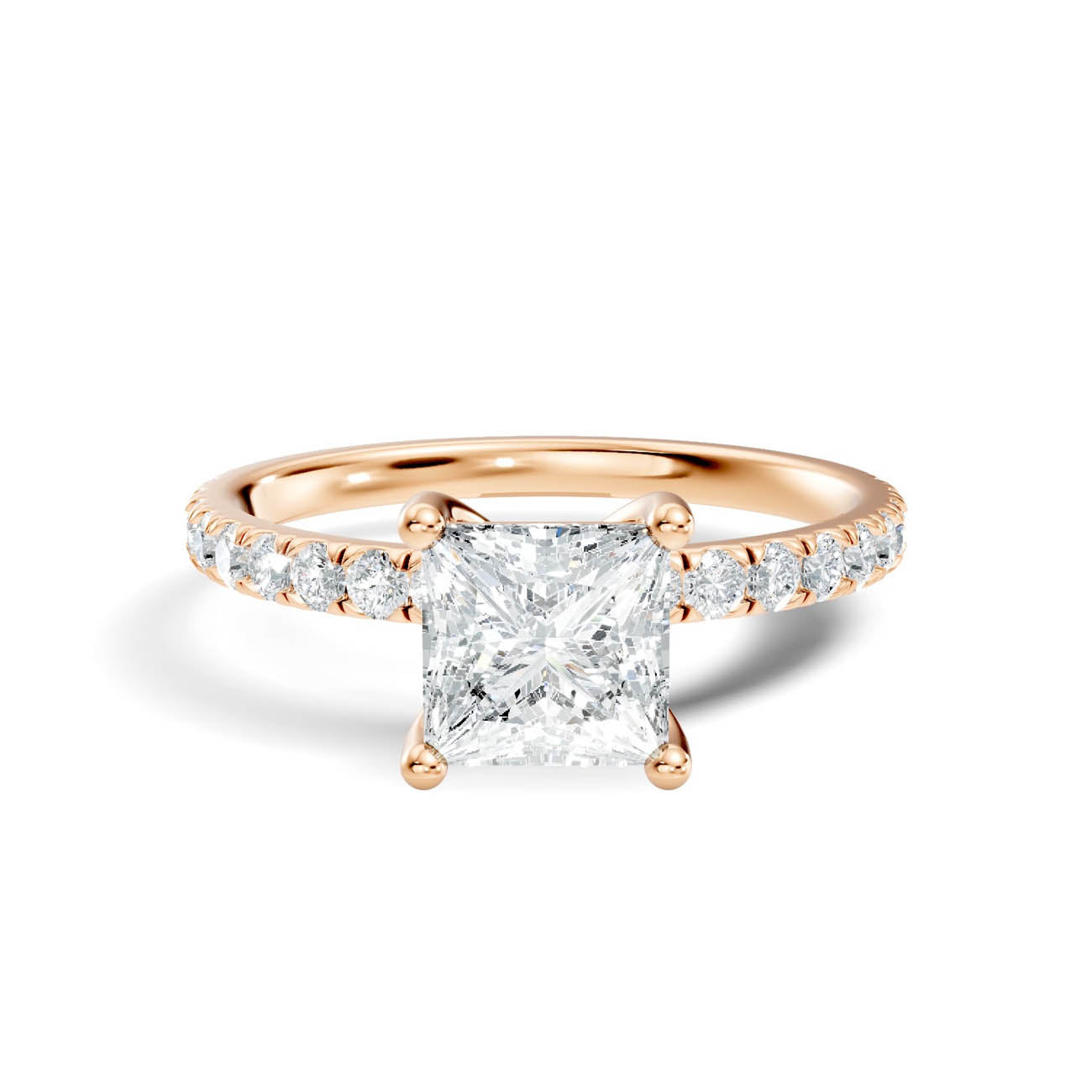 .50-1.50 Ct. Princess Cut Diamond Ring with Pavé Band (ja16-b) 12