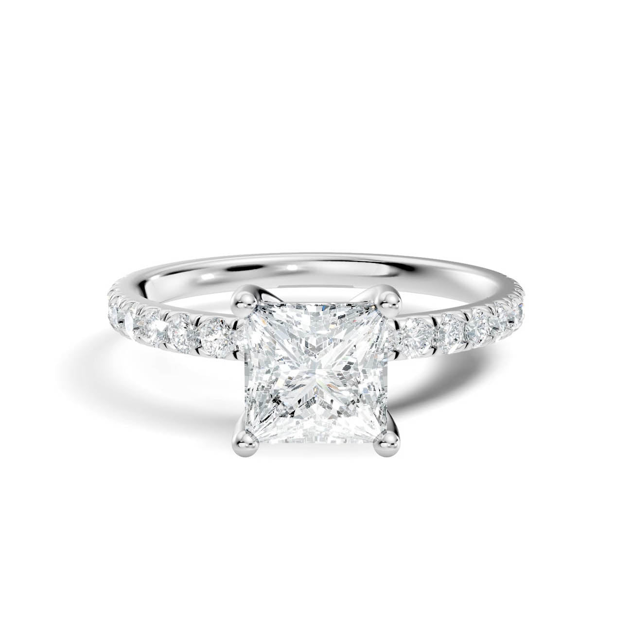 .50-1.50 Ct. Princess Cut Diamond Ring with Pavé Band (ja16-b) 8