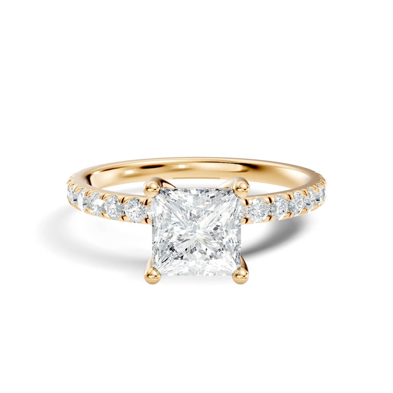 .50-1.50 Ct. Princess Cut Diamond Ring with Pavé Band (ja16-b) 3
