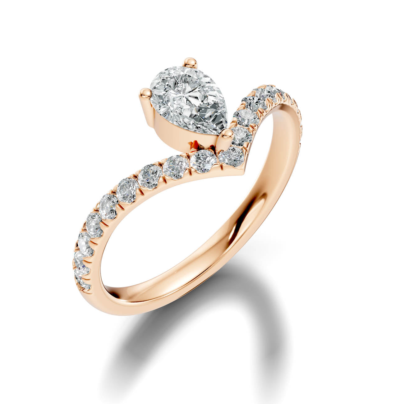 .92 Ct. Pear Cut Diamond Chevron Pavé Ring (20-d) 9