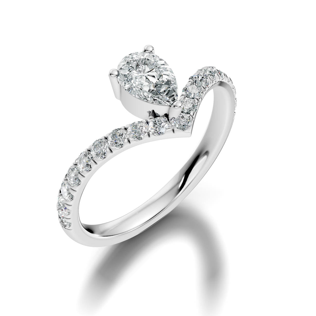 .92 Ct. Pear Cut Diamond Chevron Pavé Ring (20-d) 13