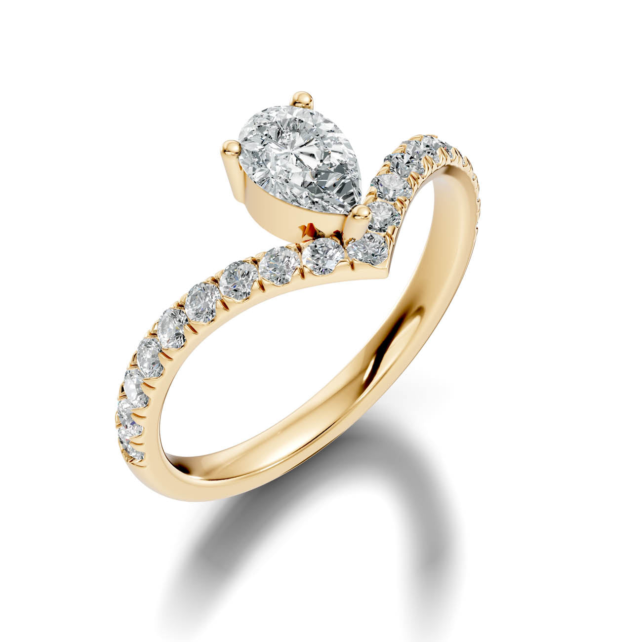 .92 Ct. Pear Cut Diamond Chevron Pavé Ring (20-d)