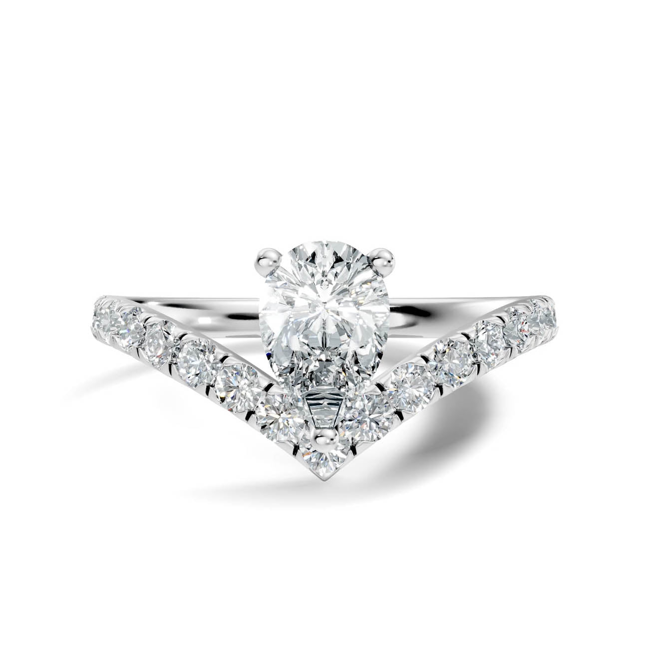 .92 Ct. Pear Cut Diamond Chevron Pavé Ring (20-d) 10