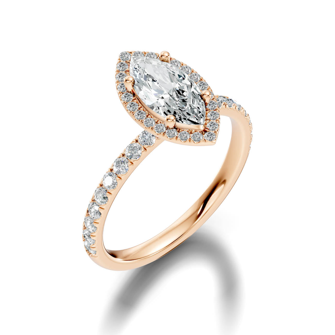 .50-1.50 Ct. Marquise Diamond Halo Ring with Diamond-Accented Band (ja17-d) 9