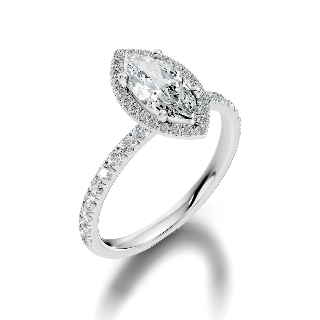 .50-1.50 Ct. Marquise Diamond Halo Ring with Diamond-Accented Band (ja17-d) 14