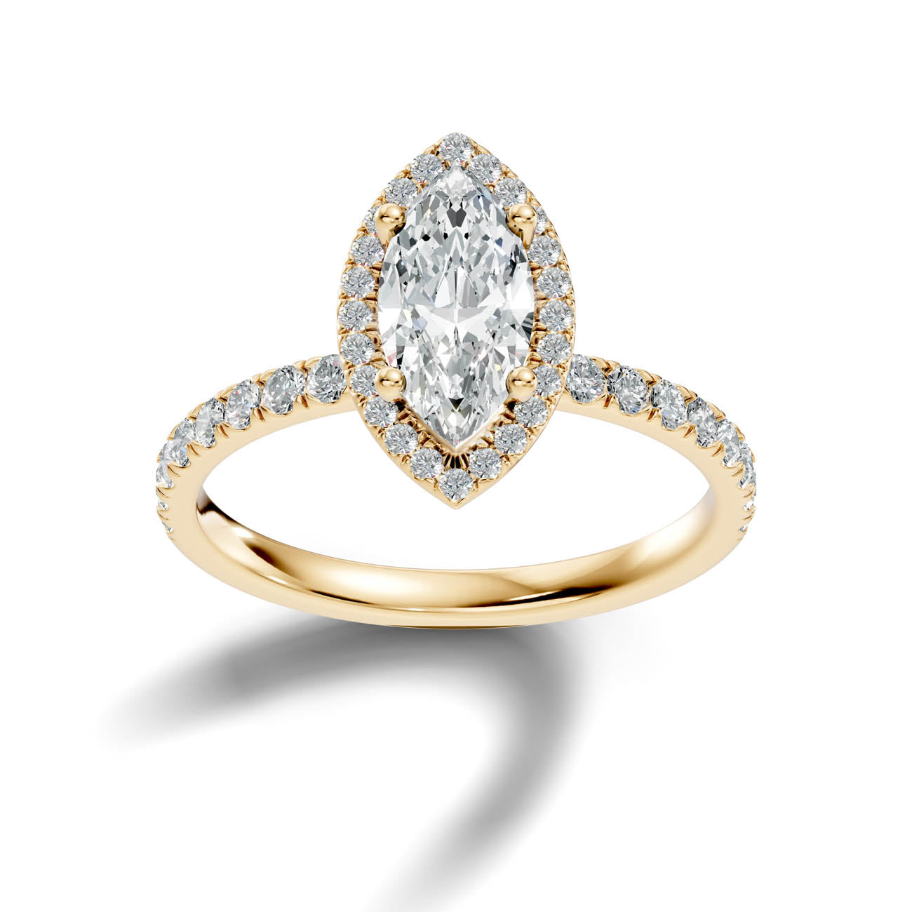 .50-1.50 Ct. Marquise Diamond Halo Ring with Diamond-Accented Band (ja17-d)