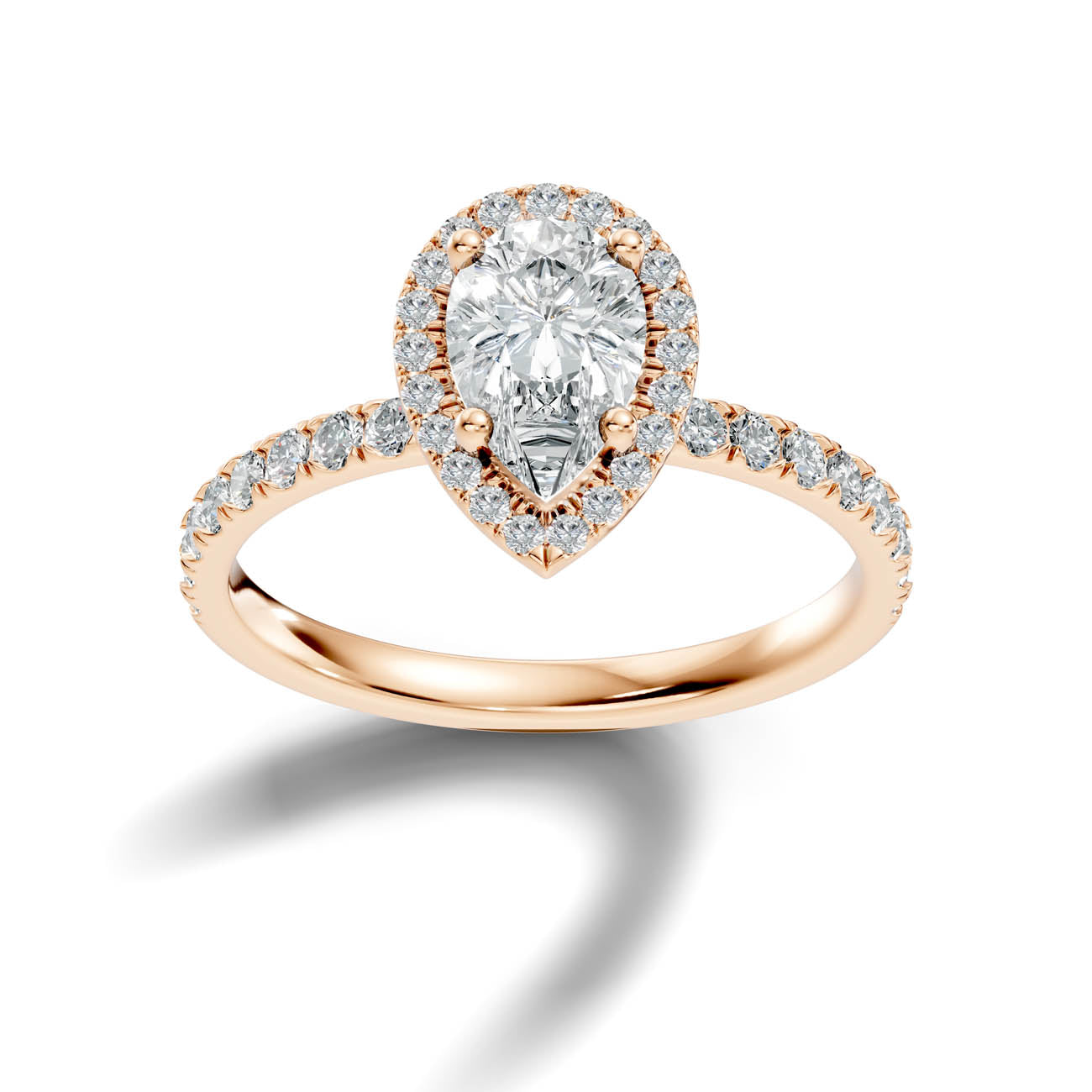 .50-1.50 Ct. Pear-Shaped Diamond Halo Ring with Diamond-Accented Band (ja17-f)