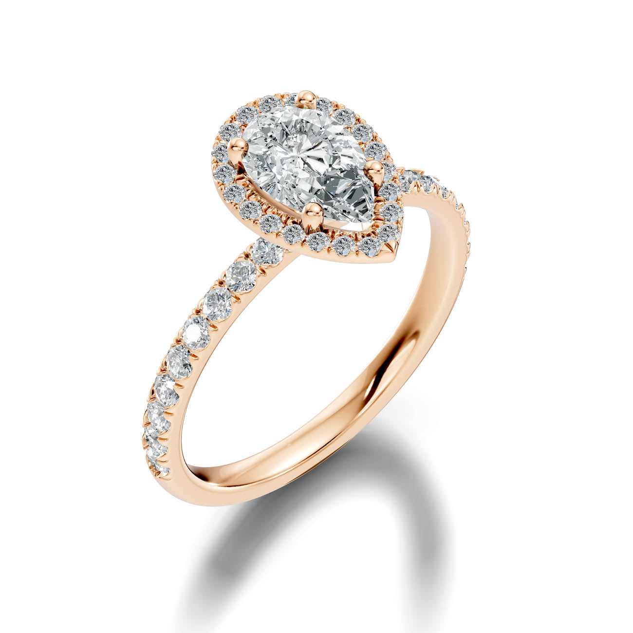 .50-1.50 Ct. Pear-Shaped Diamond Halo Ring with Diamond-Accented Band (ja17-f) 9